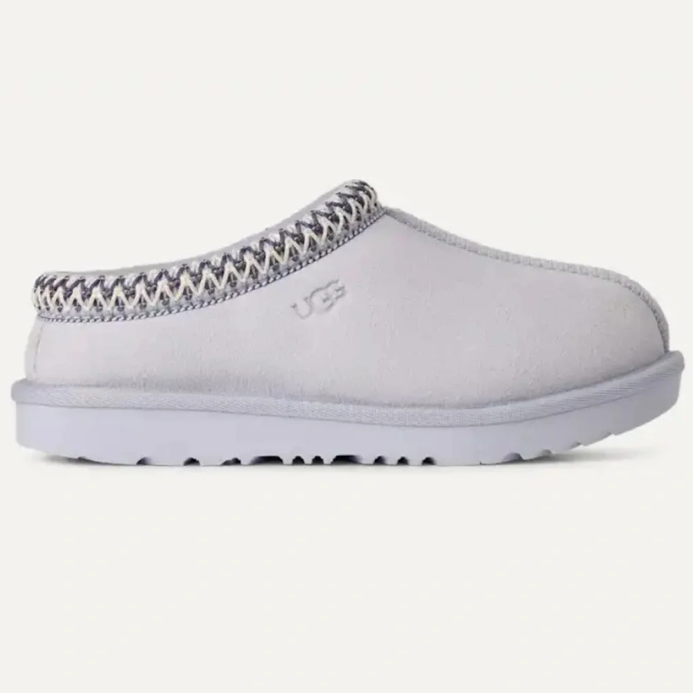 UGG Knit-Trim Slip-On with Suede Upper - Light Gray & Cream